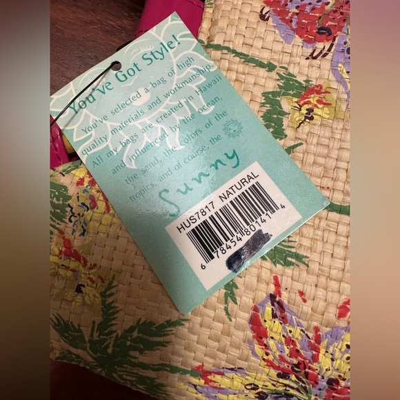 Floral Bamboo Handle Tote Bag - Picture 4 of 9